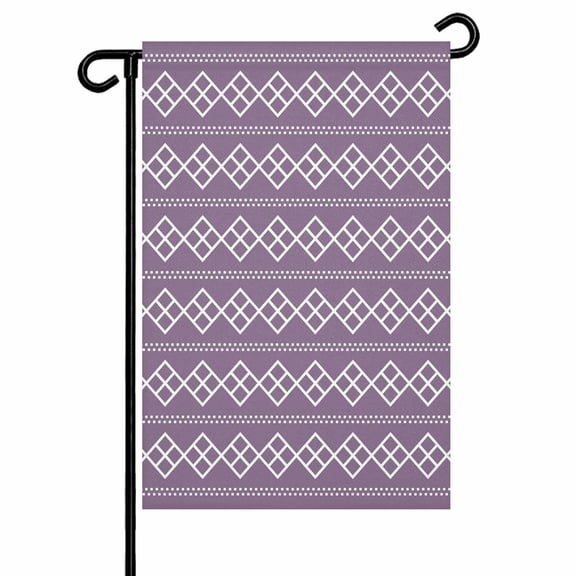 Purple Checkered Garden Flag 12x18 Inch Abstract White Geometric Argyle Stripe Modern Double Sided Small Decorative Garden Flags for Outside, Outdoor Yard Porch Lawn Decoration