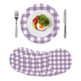 thumbnail image 1 of Purple Checkered Round Placemats Set of 8 for Dinning Tables,Heat-proof Braided Table Mats 15 Inch,Farmhouse White Buffalo Plaid Washable Place Mat for Kitchen Restaurant Party Decor Table Setting, 1 of 9