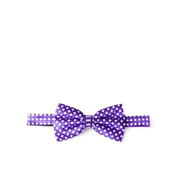 Purple Checkered Silk Bow Tie and Pocket Square