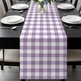 thumbnail image 1 of Purple Checkered Table Runner 60 Inches Long, Farmhouse White Buffalo Plaid Kitchen Coffee Dining Table Decoration for Home Party Birthday Wedding Home Decor 13x60 Inches, 1 of 8