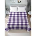 thumbnail image 1 of Purple Checkered Twim XL Size Flat Sheet, Wrinkleproof & Fadeproof Cooling Flat Bed Sheet Only, Farmhouse Buffalo Plaid Breathable Soft Bedding Top Sheets 66 x 102 Inches, 1 of 8