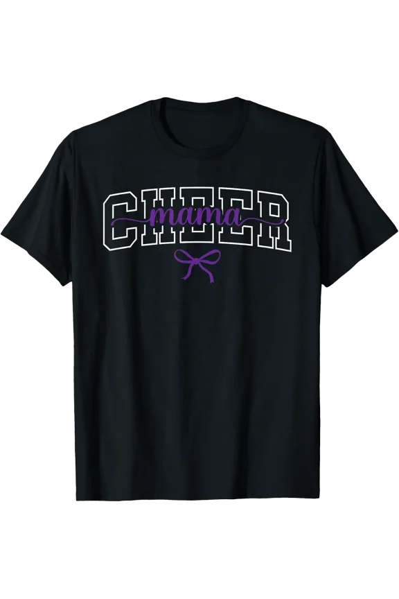 Purple Cheerleader Cheerleading Squad Team Cheer Mama Mom T-Shirt Size S-5XL