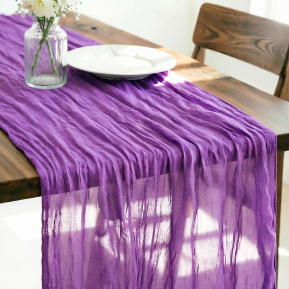 Purple Cheesecloth Table Runner, 120 Inch 10 Ft Gauze Boho Table Decor for Wedding, Tea Party, Baby Shower, Bridal Shower, Birthday and Home Decoration