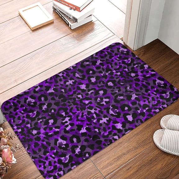 Purple Cheetah Leopard Print Mat Durable and Soft Front Door Mat, Welcome Mat, Indoor and Outdoor Rubber Floor Mat 16 X 24 in