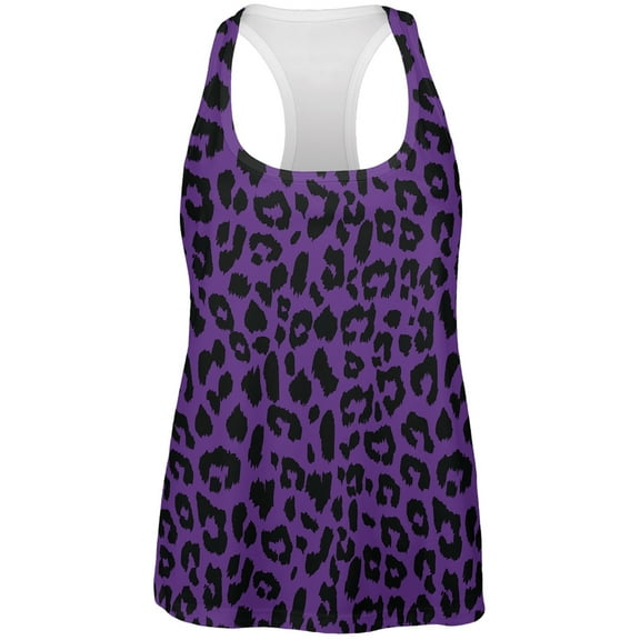 Purple Cheetah Print All Over Womens Racerback Tank Top