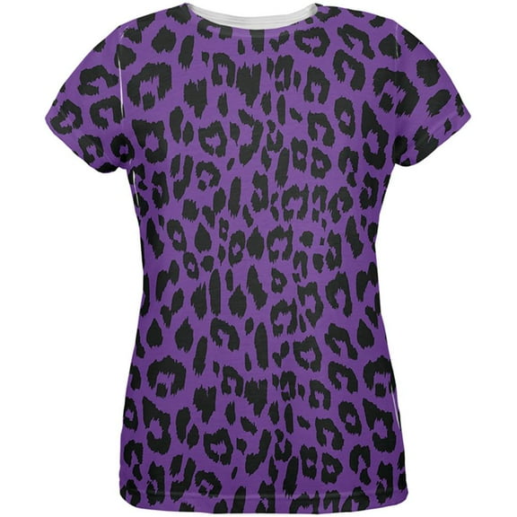 Purple Cheetah Print All Over Womens T-Shirt - Large