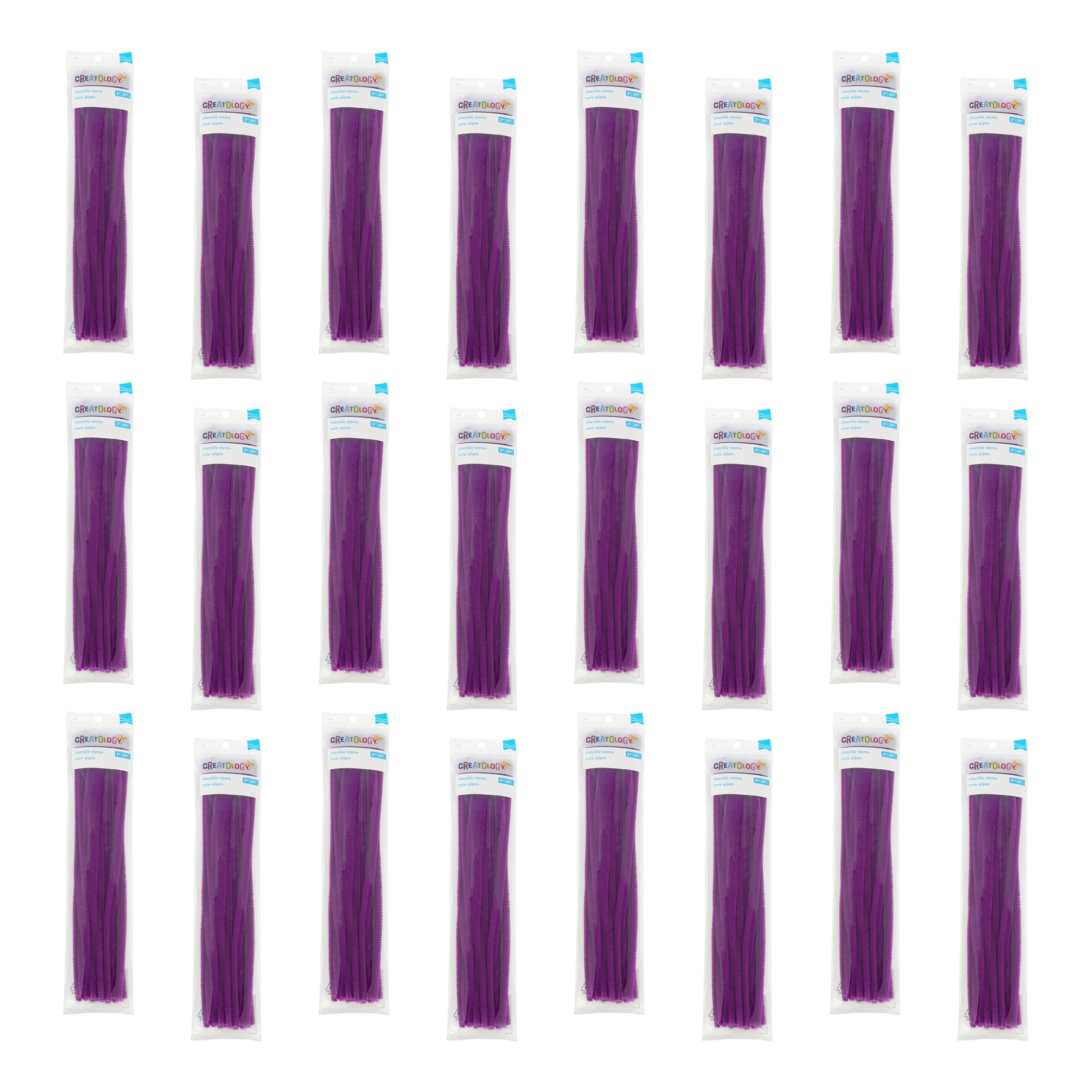 Purple Chenille Pipe Cleaners by Creatology – 6mm x 12" Fuzzy Craft Stems for DIY Projects - Animals - and Decorations - 24 Pack