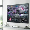 thumbnail image 1 of Purple Cherry Blossom and Colorful Butterfly Wall Art Pictures Country Black Night Moon View Art Poster Always on My Mind Quotes Canvas Prints Rustic Wall Decor Paintings for Bedroom Framed 12"x16", 1 of 1