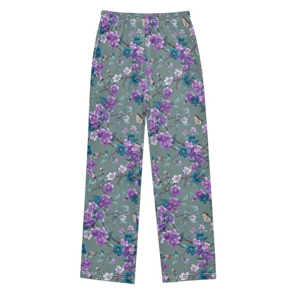 Purple Cherry Blossoms Pajama Pants Soft and Lightweight Elastic Waistband Pajama Pants