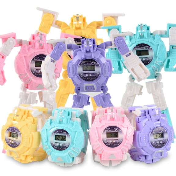 Purple Children Robot Watch Deformation Electronic Toy With Light And Alarm Function For Fun