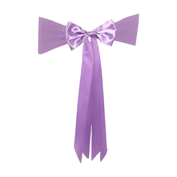 Purple Christmas Bow Chair Decoration Ties Bow Stretch Floating Decorative Tape Purple For Holiday Party Chair Covers