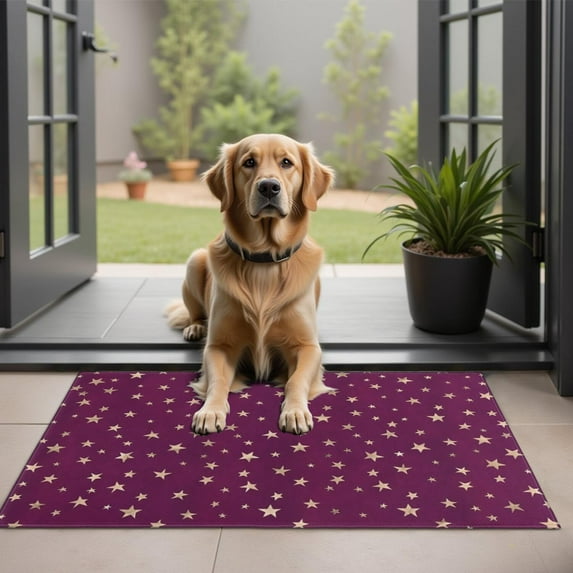 Purple Christmas Star Pattern Door Rugs,Washable Non Slip Door Mats Indoor,Decorative Door Mats,Entry Mat Indoor for Entrance,Bedroom,Kitchen,Bathroom,20"x32"