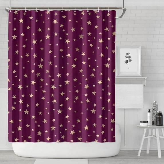 Purple Christmas Star Pattern Shower Curtain 72"x84" ,Bathroom Decorative Shower Curtains Set with 12 Hooks,Modern Waterproof Washable Shower Curtain