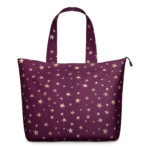 Purple Christmas Star Pattern Travel Tote Bags for Women Carry On,Large Weekender Bags for Women Travel,Multi Functional Duffle Bag for Work,Shopping,Sports