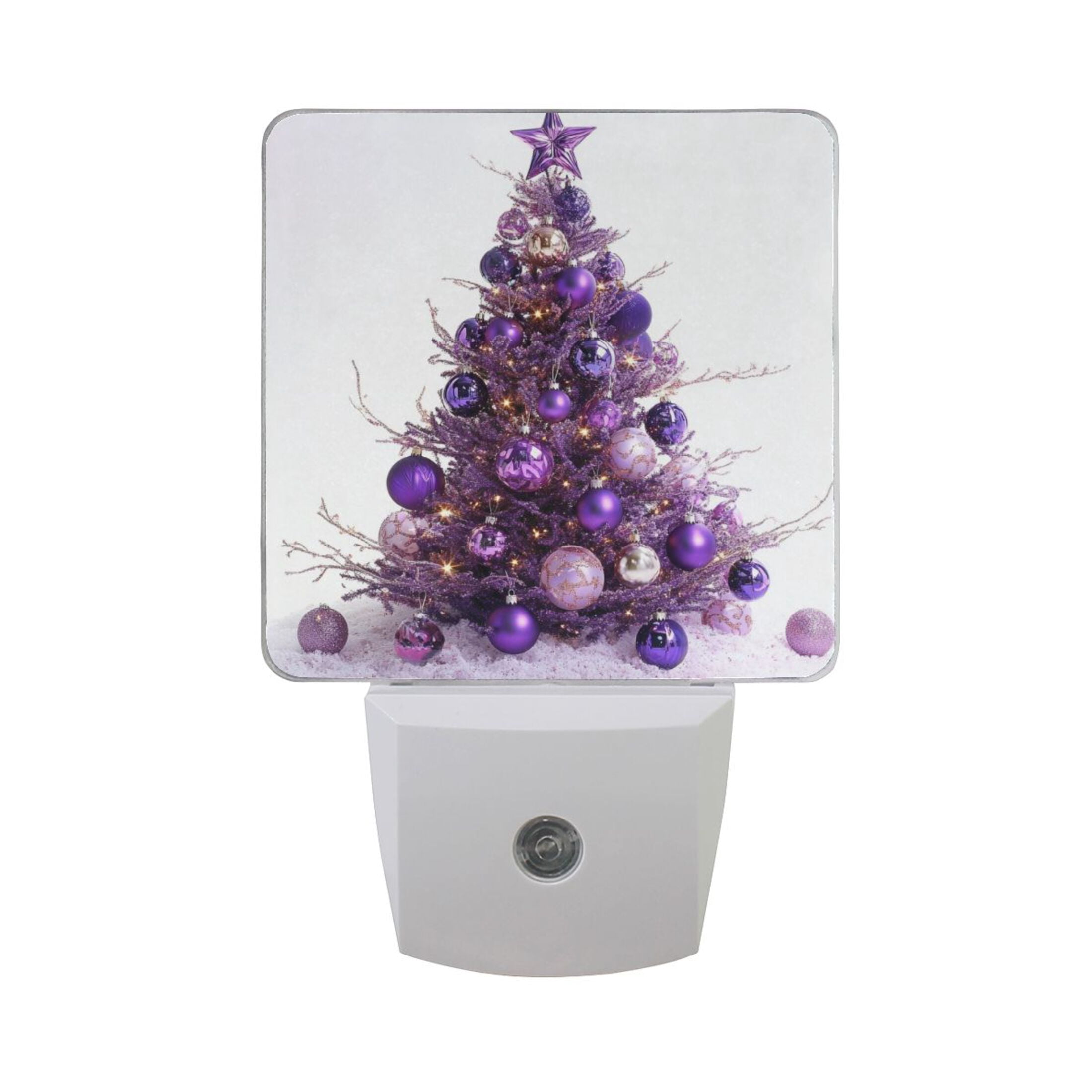 Tree Led Night Light Purple Christmas Tree LED Night Light with Smart Sensor Plug Into Wall ...