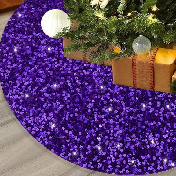 Purple Christmas Tree Skirt 24 In Sequin Velvet Tree Skirt Mini Xmas Tree Skirts Halloween Tree Decorations Glitter Christmas Tree Cover Skirt Fall Tree Mat for Holiday Fall Christmas Tree Ornaments