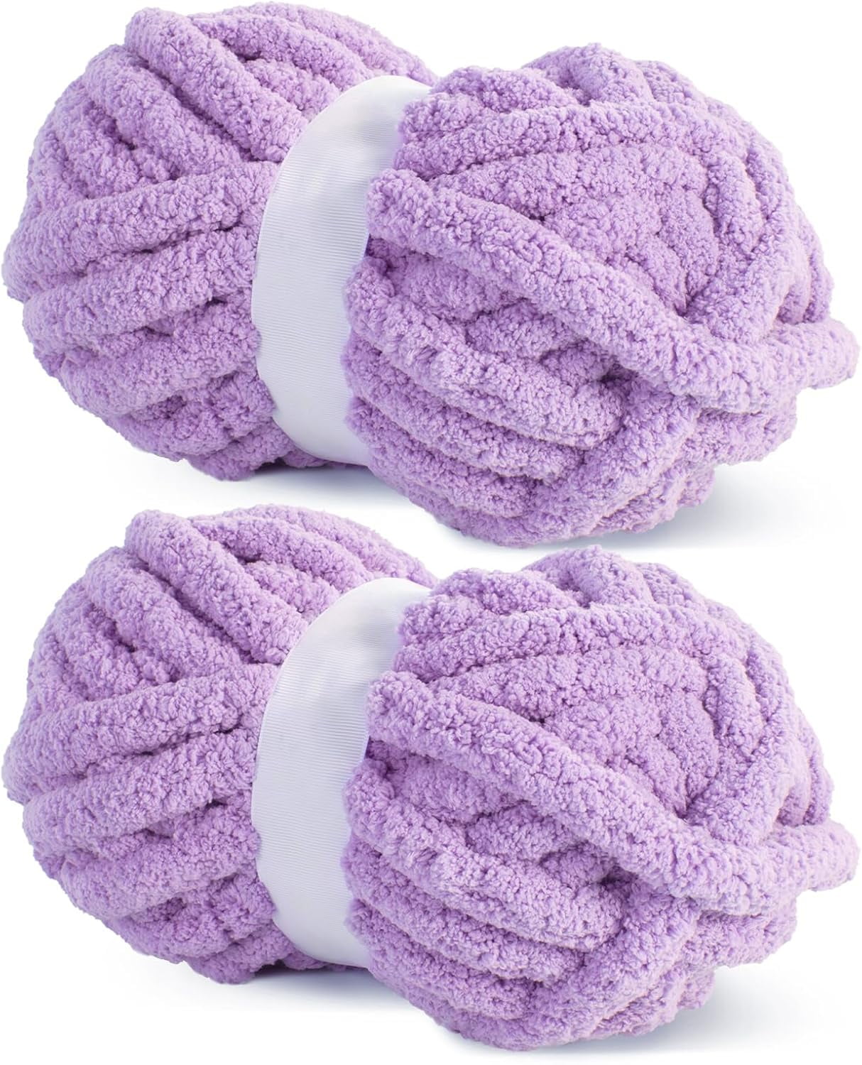 Purple Chunky Chenille Yarn for Crocheting, Bulky Thick Fluffy Yarn for Knitting,Super Bulky Chunky Yarn for Hand Knitting Blanket, Soft Plush Yarn, 2 Jumbo Pack (27 yds,8 oz Each Skein)