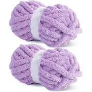 Purple Chunky Chenille Yarn for Crocheting, Bulky Thick Fluffy Yarn for Knitting,Super Bulky Chunky Yarn for Hand Knitting Blanket, Soft Plush Yarn, 2 Jumbo Pack 27 yds,8 oz Each Skein