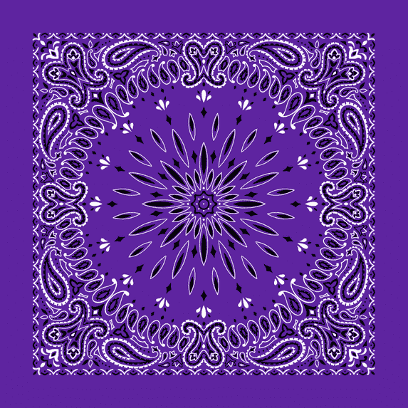 Purple Circular Burst Paisley Bandana - Single Piece 22x22