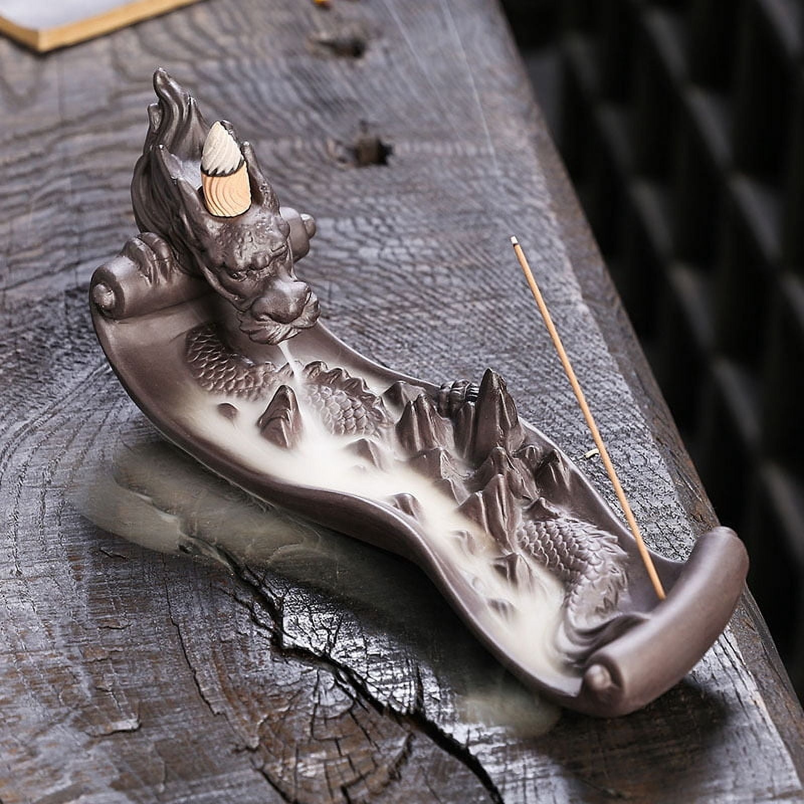 Purple Clay Backflow Incense Burner Dragon Decoration Creativity Chinese Loong Incense Holder Smoke Incense Burner Office Decoration