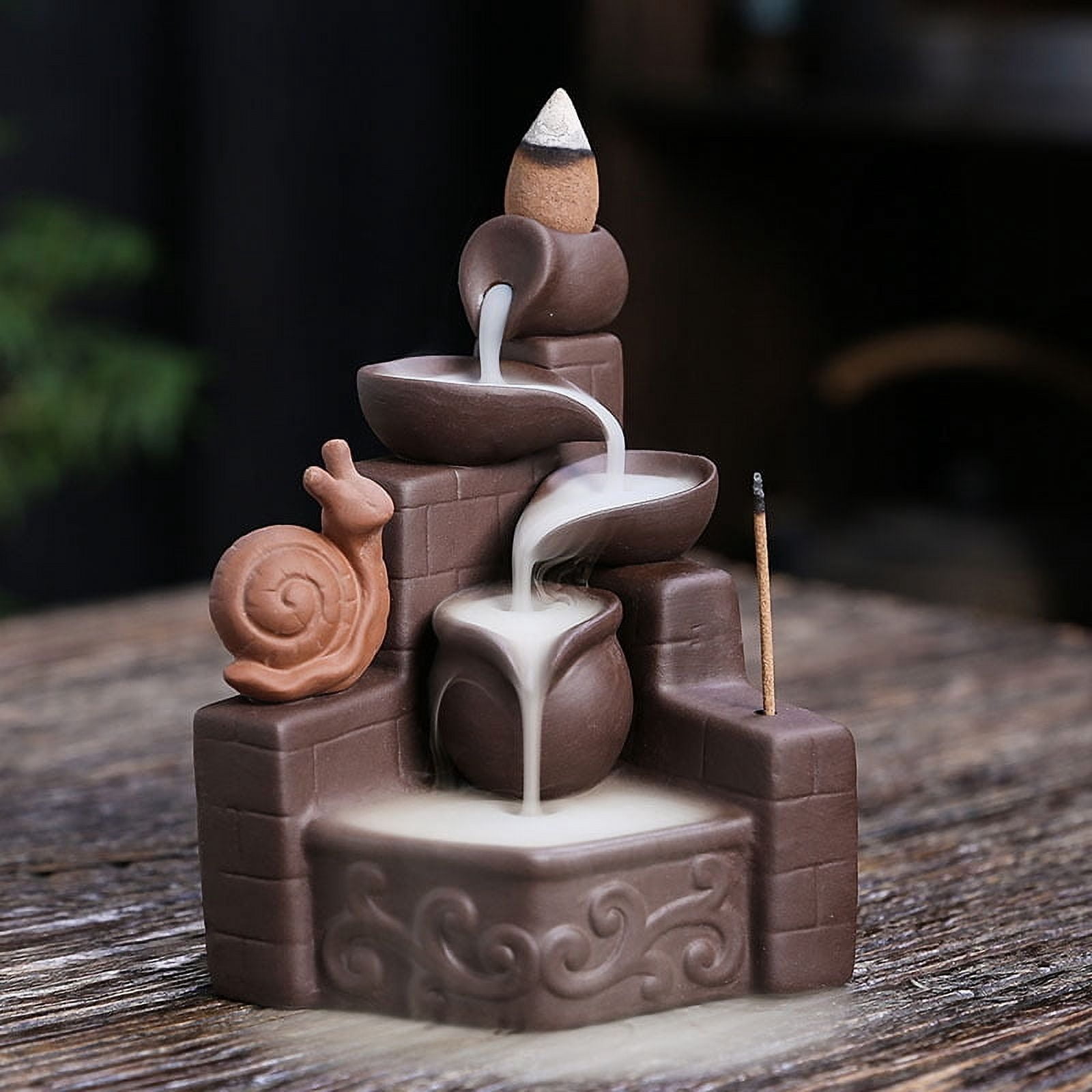 Purple Clay Backflow Incense Holder Craft Creative Snail Sandalwood Burner Reverse Aromatherapy Stove for Home Decoration