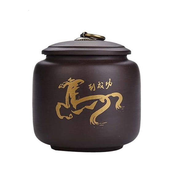 Purple Clay Food Storage Jar Chinese Style Tea Canister with Airtight Lid - No.003