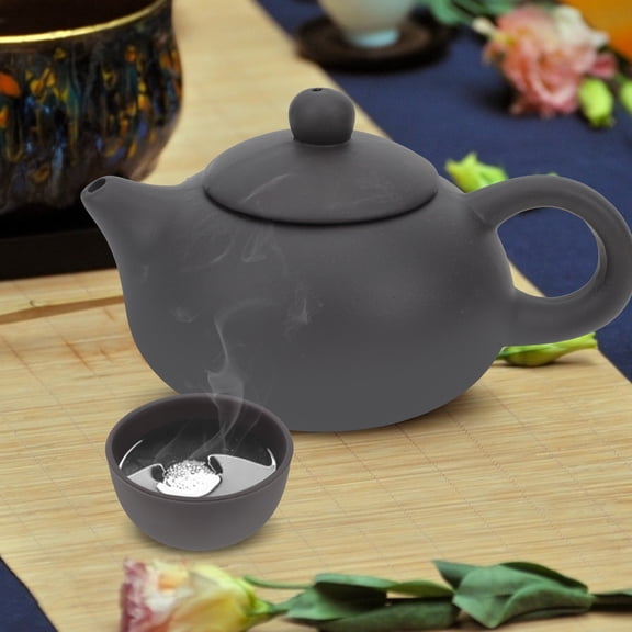 FUEENIRVA Clay Teapot and Cup Set, Black Ceramic Tea Pot Kit for Brewing, 1 Complete Set