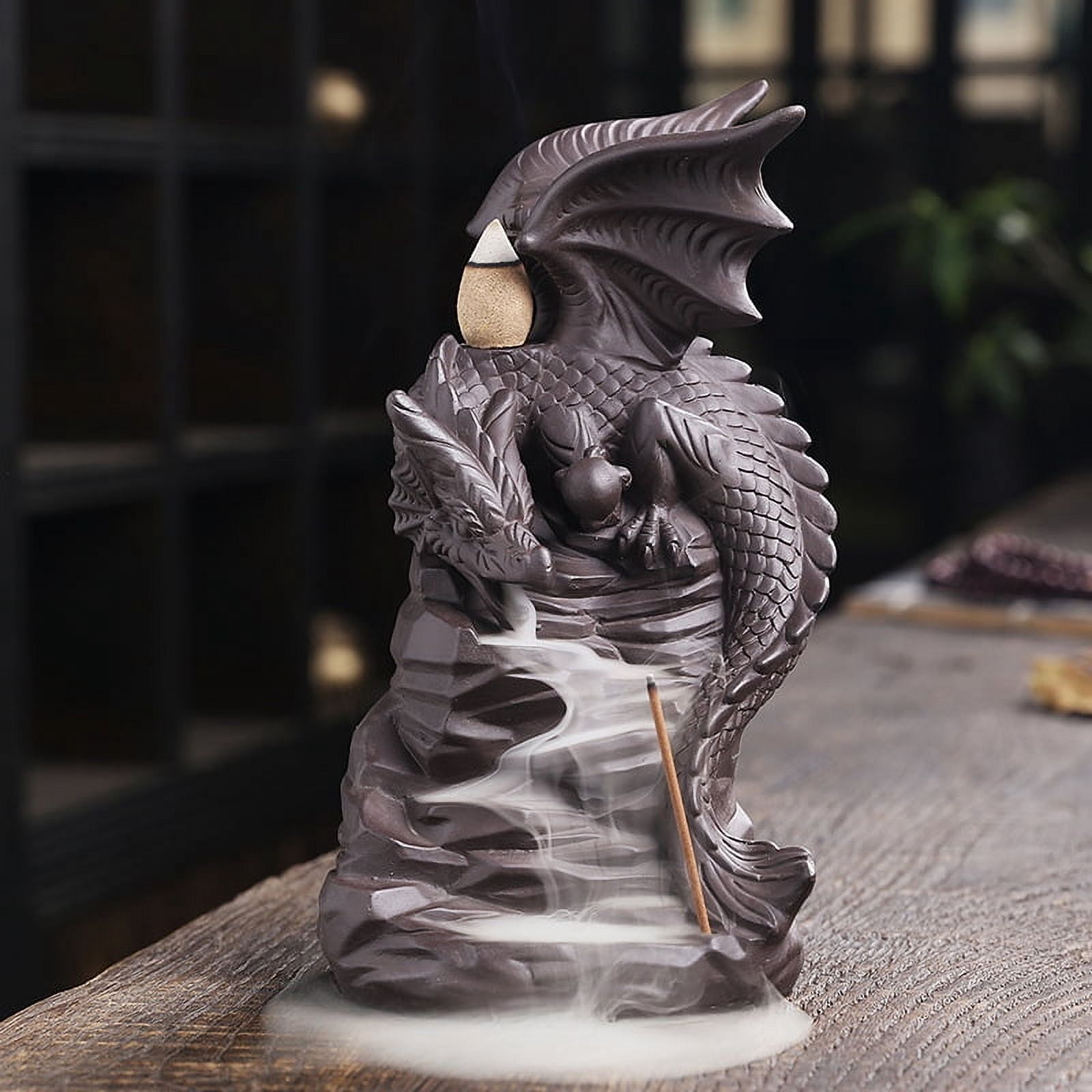 Purple Clay Waterfall Incense Burner Creative Flying Dragon Furnace Incense Stick Holder Socket Home Tea Room Arts Crafts Decoration