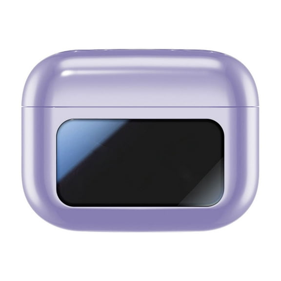 Purple Clip On Ear True Wireless Bluetooth Earbuds With Full Color Smart Screen Display High Battery Capacity Multi Mode Noise Reduction Low Latency 5.4 For Active Lifestyle Purple