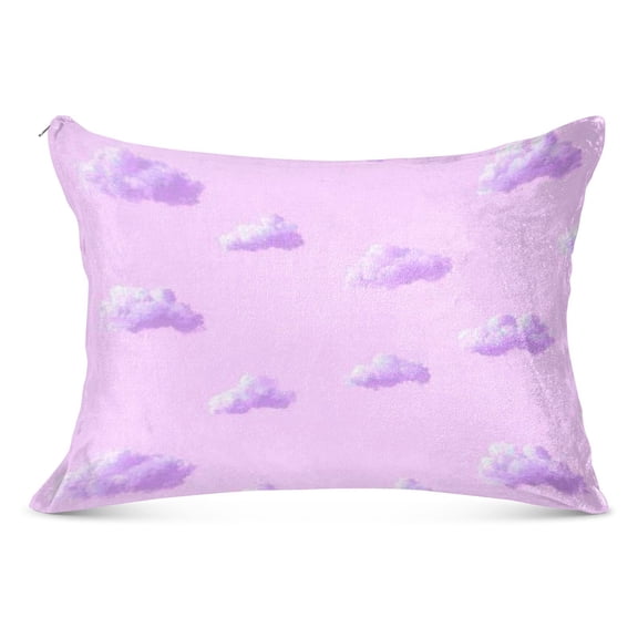 Purple Clouds 20x26" Standard Plush Pillow Case, Zippered Hypoallergenic Bed Pillowcase