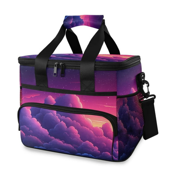 Purple Clouds Cartoon Insulated Lunch Bag 15L Cooler Box for Women Men Work Camping Beach Travel