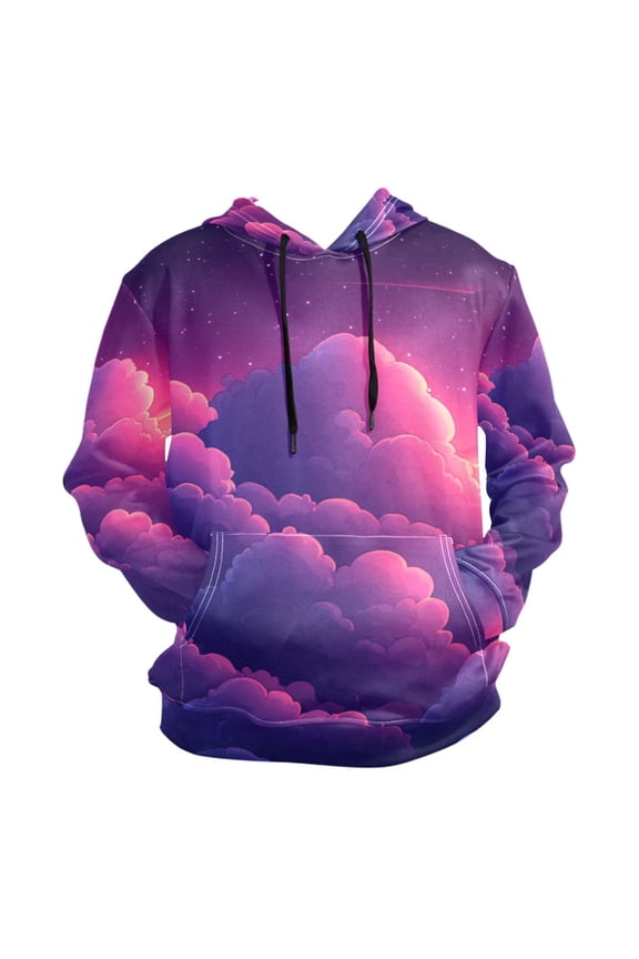 Purple Clouds Cartoon Men’s Hoodies Sweatshirt Fleece Jackets Long Sleeve Sweatshirts