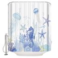 thumbnail image 1 of Purple Coastal Bathroom Shower Curtains with 12 Hooks Waterproof Shower Curtain for Stalls and Bathtubs Summer Ocean Coral Jellyfish Seahorse Starfish Decorative Bathroom Privacy Curtain 36x72 Inches, 1 of 9
