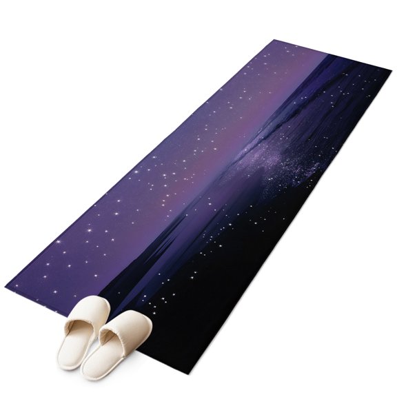 Purple Coastal Kitchen Runner Rug 2x6 Washable Runners for Hallway Non Slip Summer Ocean Beach Stars Sky Waves Large Area Rug Indoor Floor Carpet for Bathroom Laundry Entryway Bedroom Living Room