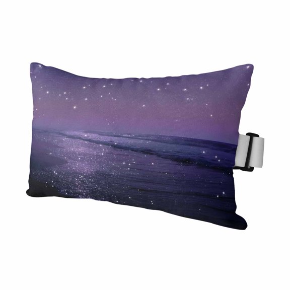 Purple Coastal Outdoor Pillows for Chaise Lounge Chair Waterproof Lumbar Pillows with Insert&Adjustable Elastic Strap Beach Headrest Pillow Summer Ocean Beach Stars Sky Waves Pillow for Pool 11"x16"