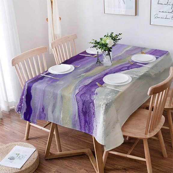 Purple Coastal Tablecloth Rectangle Table Cloth 52x70 , Waterproof Tablecloth Outdoor Table Cloth, Summer Beach Nautical Abstract Art Washable Table Cover for Kitchen Dining Party
