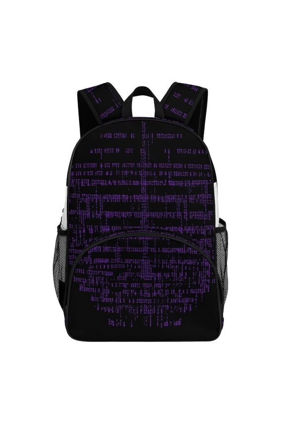 Purple Code Digital Rain Art Big Student Laptop Backpack For College Women Middle High Teen Bookbag Travel Daypack