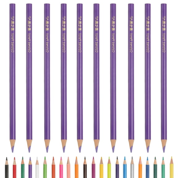Purple Color Drawing Pencils for Adult Coloring Books, 10 Pcs