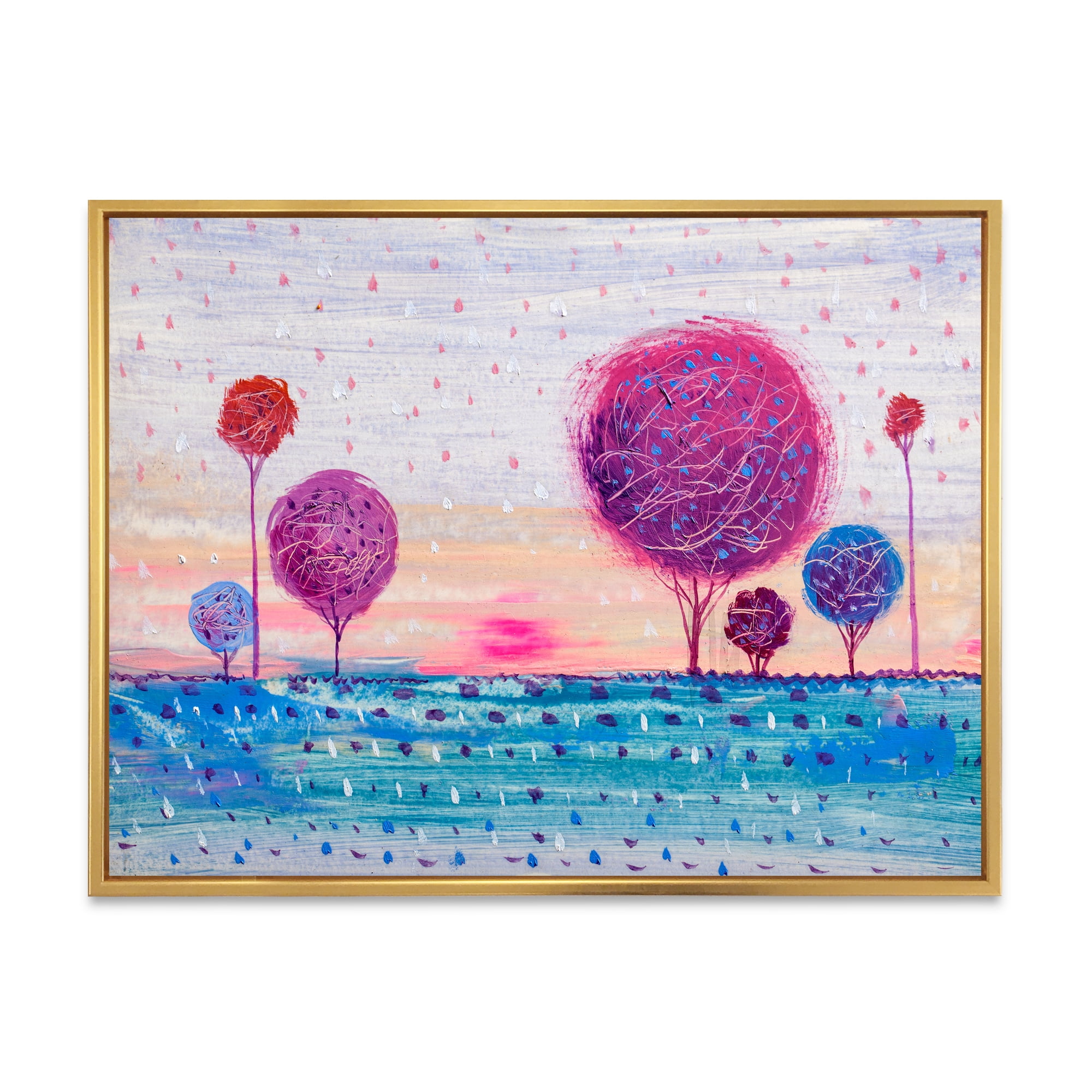Purple Coloured Tree Impression Landscape II 20 in x 12 in Framed Photography Canvas Art Print, by Designart