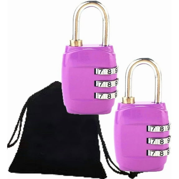 Purple Combination Locker Lock/Luggage Travel Lock/3 Digit Outdoor Padlock/Luggage Suitcase Baggage Locks/Filing Cabinets Toolbox Case Locks Gift 2 Pcs