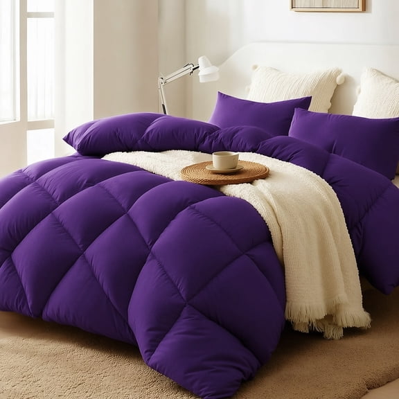 Purple Comforter Set, Polyester Bedding, Modern Contemporary Style, All Season, Twin Size 2PCS with Pillow Sham.