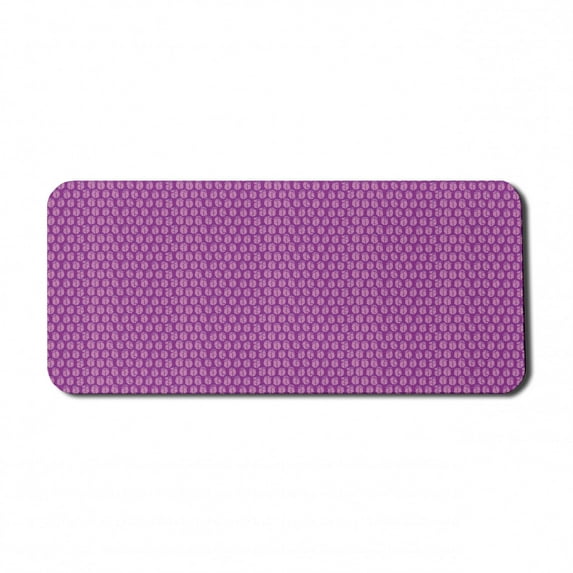 Purple Computer Mouse Pad, Monochromatic Repetitive Composition of Numerous Little Bird Feather Motifs, Rectangle Non-Slip Rubber Mousepad X-Large, 35" x 15", Baby Pink Violet, by Ambesonne