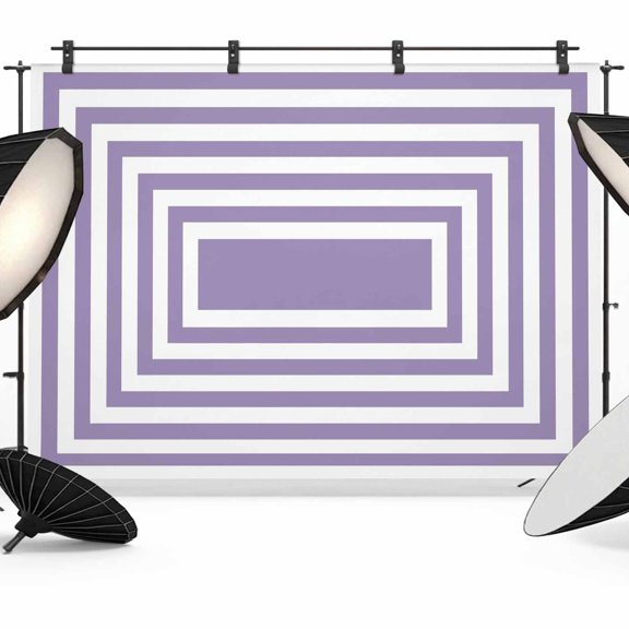 Purple Concentric Squares Backdrops for Photography, Modern Abstract Minimalist Geometric Lines Fabric Photo Background Sturdy Studio Props for Photo Studio, Video Recording, Booth & Photoshoot 7x5ft