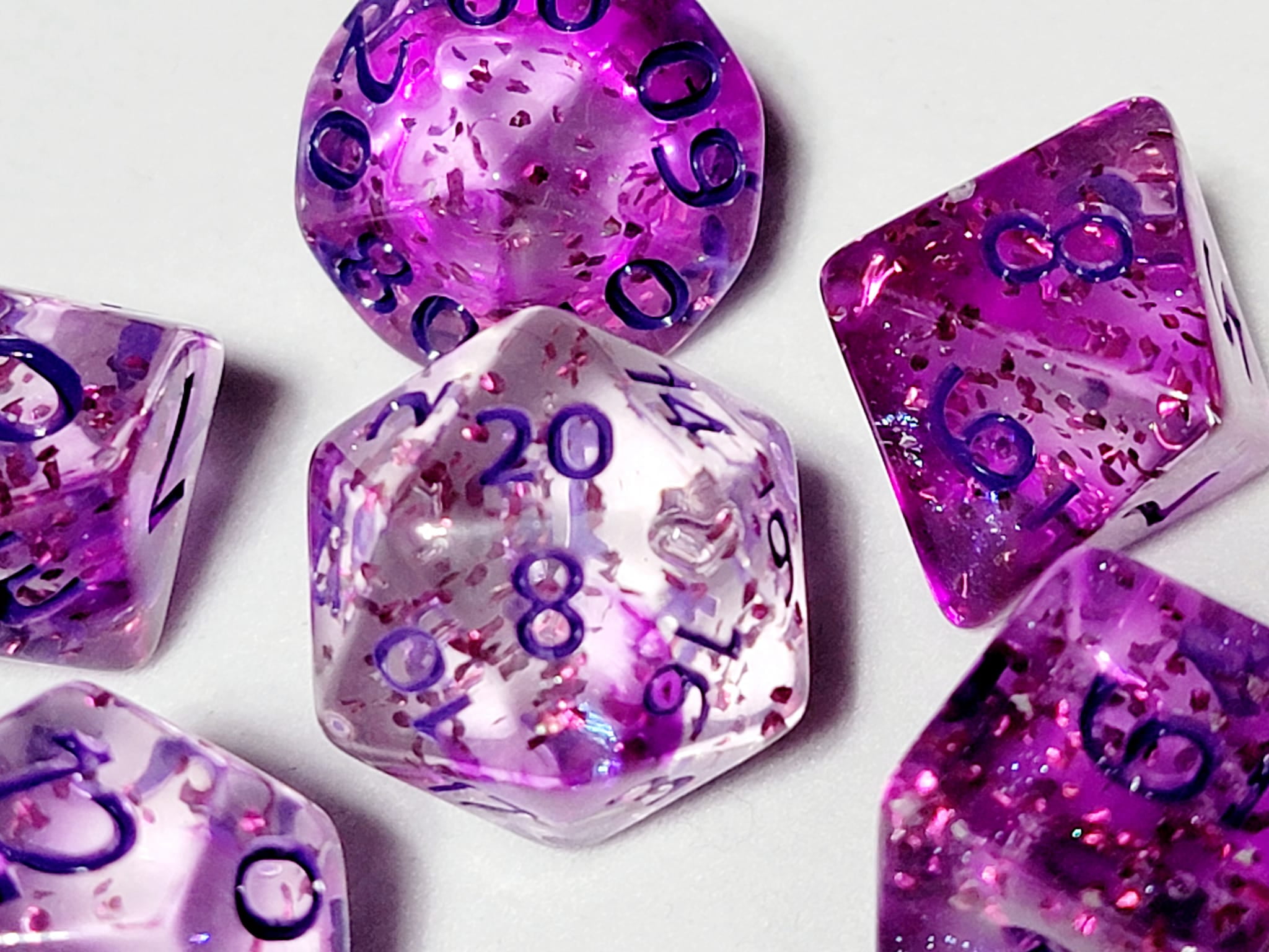 Purple Confetti DnD Dice Set | Dungeons and Dragons | 7 Dice RPG ...