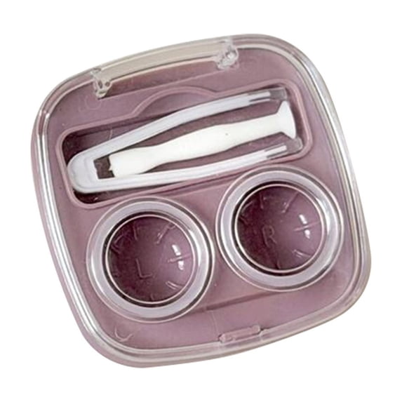 Purple Contact Lens Storage Case With Holder For Solution Bottle Compact And Portable