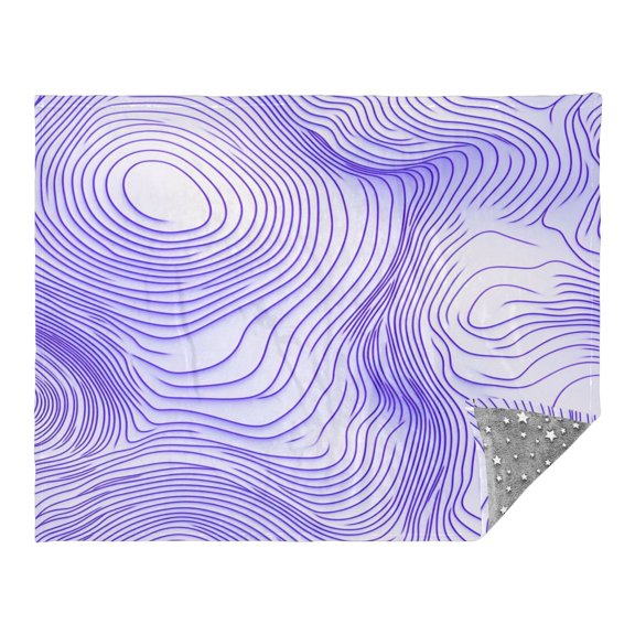 Purple Contour Lines Pattern Camping Blankets Bed Throws and Cozy Travel Blanket Fluorescence 70x55in Double Sided