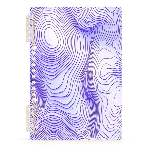 Purple Contour Lines Pattern A5 8.3x5.7in PP Notebook, Adjustable Rings, 60 Sheets, Diary or Journey Note