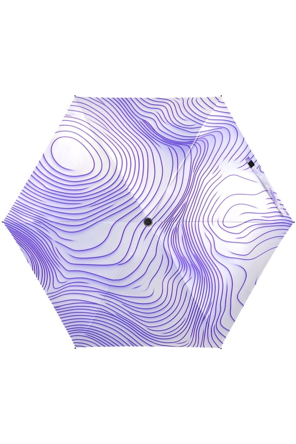 Purple Contour Lines Pattern Umbrellas for Sun Auto Open Close UV50+ Waterproof 5-Fold Compact Fiberglass Frame