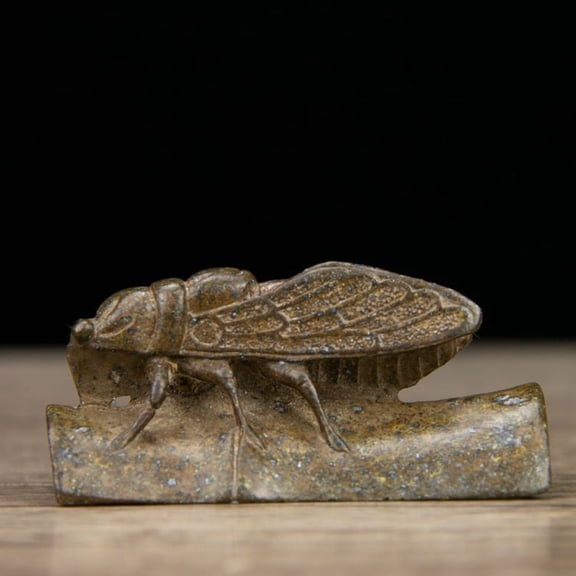 Purple Copper Plated Cicada Figurine Metal Tea Table Decor Sculpture
