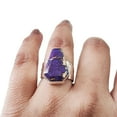 thumbnail image 1 of Purple Copper Turquoise Ring, Natural Turquoise Ring, December Birthstone, Hammered Womens Ring, Coffin Ring, 925 Sterling Silver, Christmas, Handmade, Statement Jewelry, Coffin Shape Gemstone Ring, 1 of 6